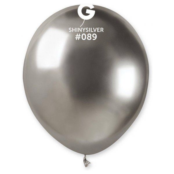 Globo  5" Gemar AB50/089. Shiny Shiny Silver bolsa con 50 pz