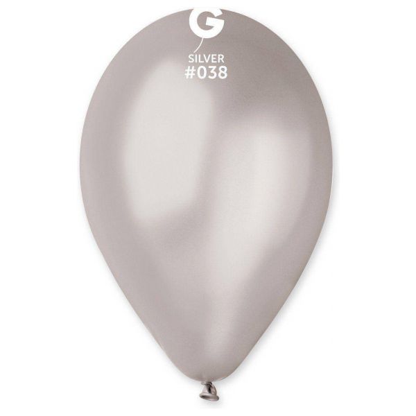 Globo 10" Gemar GM90/038 Silver bolsa con 50 pz