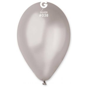 Globo 12" Gemar GM110/038. Plata Metalico bolsa con 50 pz