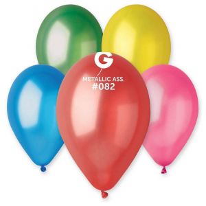 Globo 12" Gemar GM110/ 082. Surtido Metálico bolsa con 50 pz