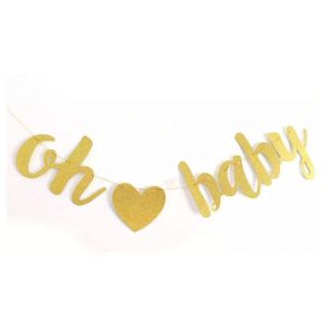 Banner letra cursiva glitter Oh Baby