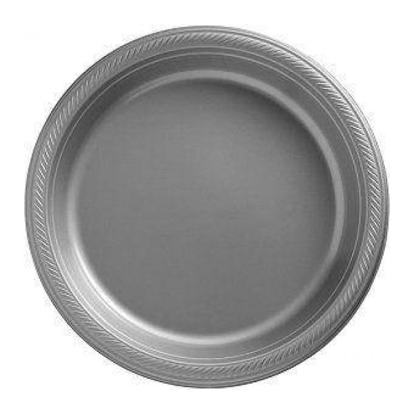 Plato de 9" plástico C/20 Pz, Disponible en varios colores - Plata