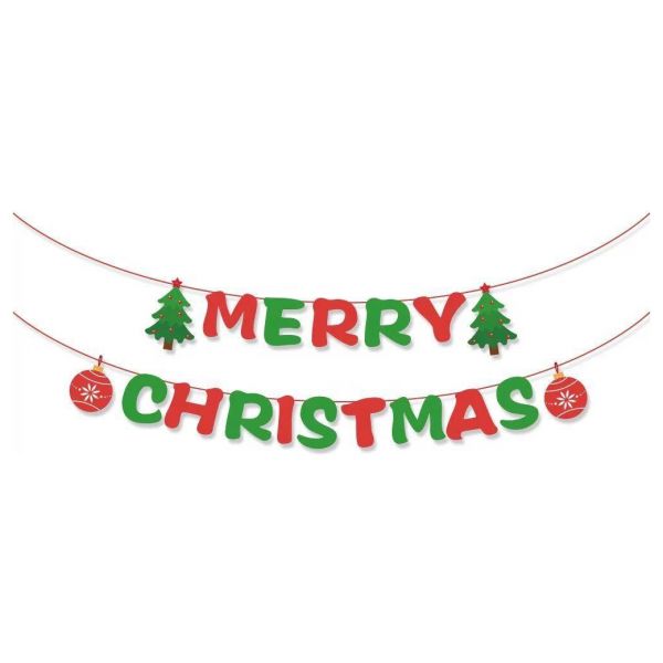 Banner Merry Christmas Glitter Dorado