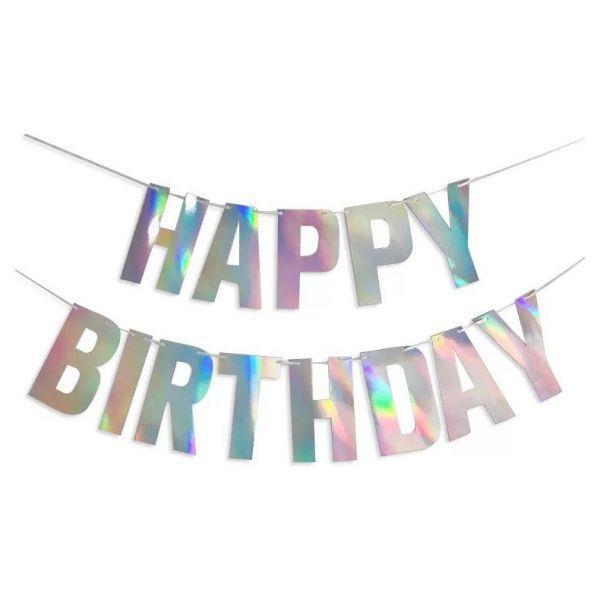 Banner Happy Birthday, Disponible en varios colores. - Iridiscente