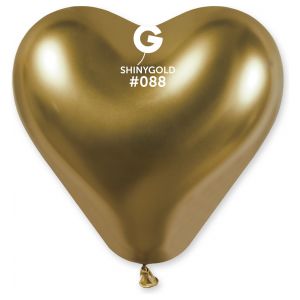 Globo Corazón 12" Gemar CRB12/088 Shiny Gold bolsa con 25 pz.