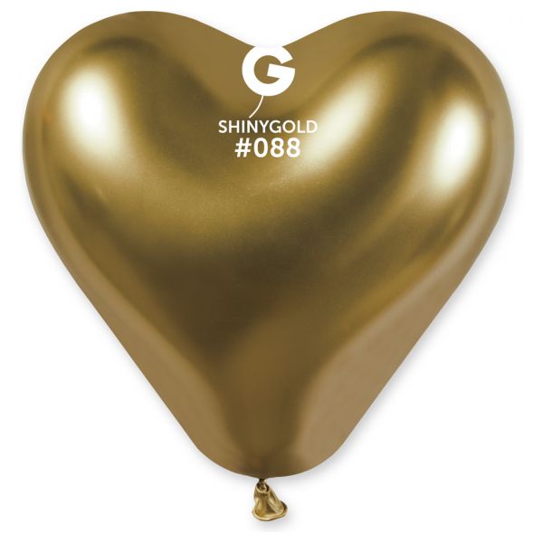 Globo Corazón 12" Gemar CRB12/088 Shiny Gold bolsa con 25 pz.