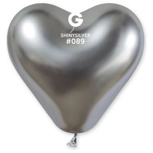 Globo Corazón 12" Gemar CRB12/089 Shiny Silver bolsa con 25 pz.