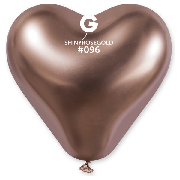 Globo Corazón 12" Gemar CRB12/96 Rose Gold bolsa con 25 pz.